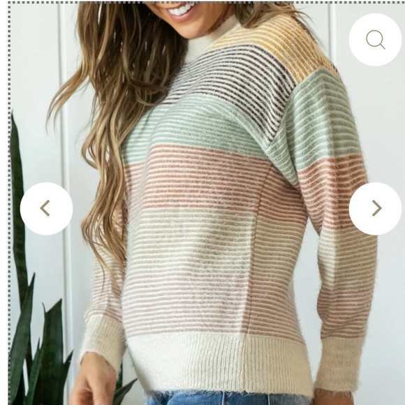 NWT- On Blue- Sz Large- Fuzzy Sweater- Earth Tones - Picture 10 of 10